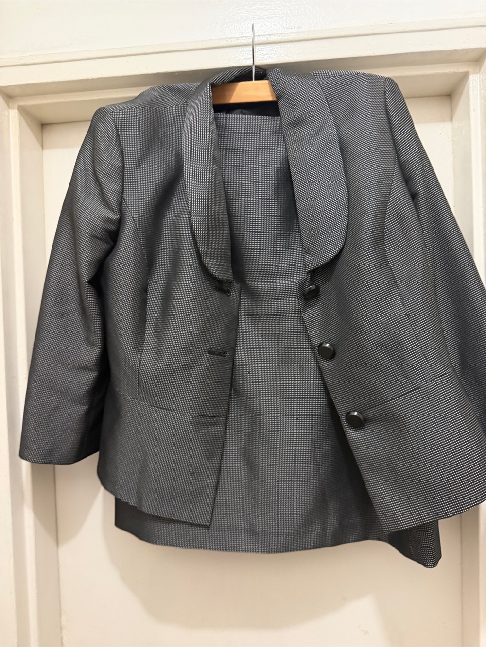 Evan Picone Gray Textured Shawl Collar Suit Jacket